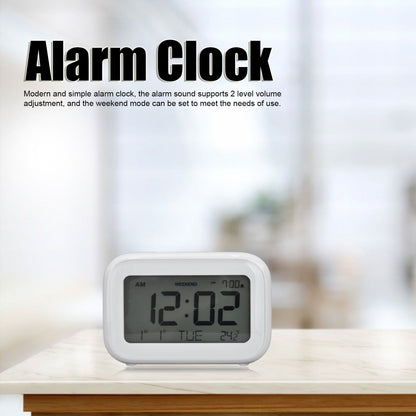 Mini Digital Alarm Clock with LCD Screen Snooze Function 12H 24H Formats for Bedroom Travel Office White V1294-YM0523-3115210226511