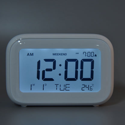 Mini Digital Alarm Clock with LCD Screen Snooze Function 12H 24H Formats for Bedroom Travel Office White V1294-YM0523-3115210226511