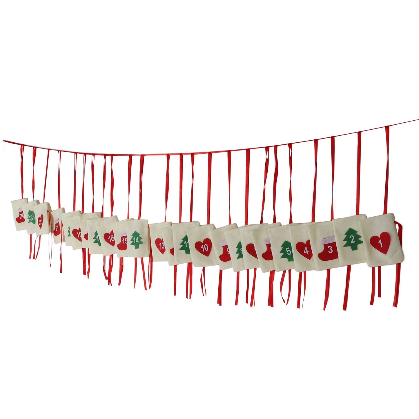Christmas Advent Calendar Bags Hanging 24 Days Countdown Calendar Pocket for Party Celebration Decoration V1294-YM0523-3115210230311