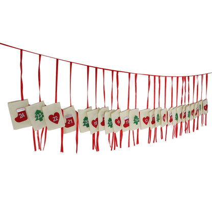 Christmas Advent Calendar Bags Hanging 24 Days Countdown Calendar Pocket for Party Celebration Decoration V1294-YM0523-3115210230311