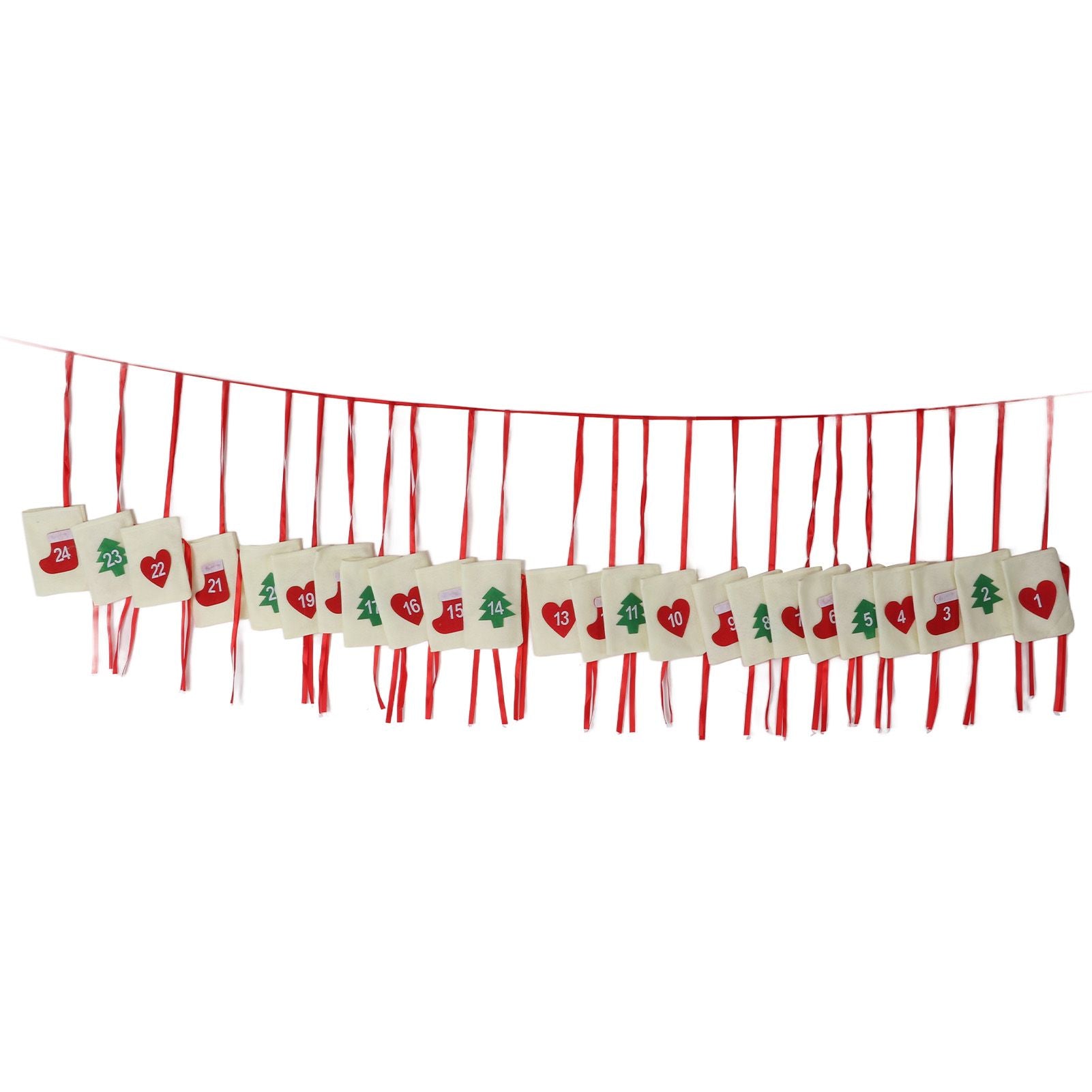 Christmas Advent Calendar Bags Hanging 24 Days Countdown Calendar Pocket for Party Celebration Decoration V1294-YM0523-3115210230311