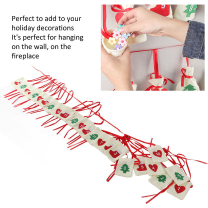 Christmas Advent Calendar Bags Hanging 24 Days Countdown Calendar Pocket for Party Celebration Decoration V1294-YM0523-3115210230311