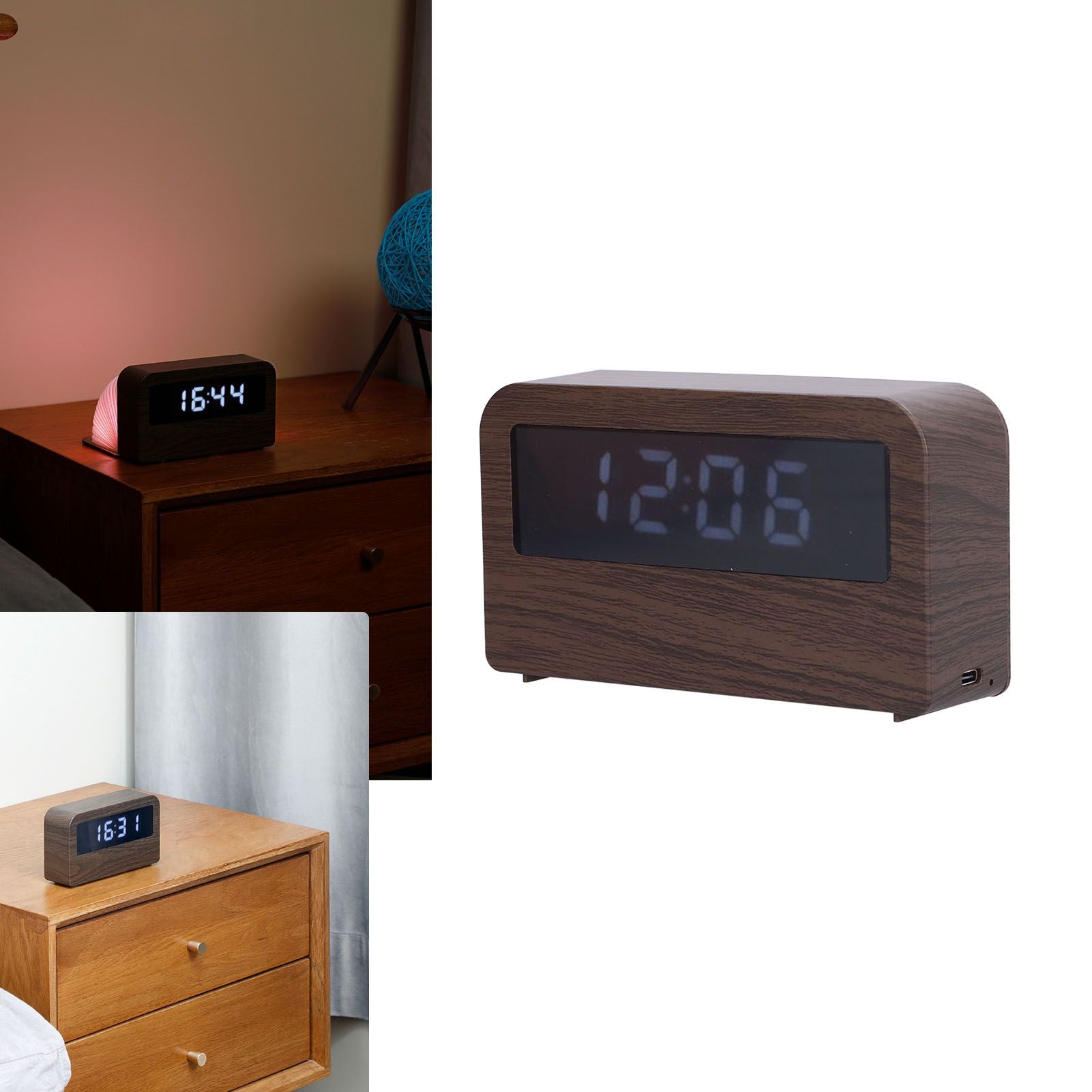 Wooden Clock Multifunctional Digital Backlight Environmental Friendly Compact Design Night LightWood Grain V1294-YM0523-3115210230812