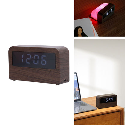 Wooden Clock Multifunctional Digital Backlight Environmental Friendly Compact Design Night LightWood Grain V1294-YM0523-3115210230812
