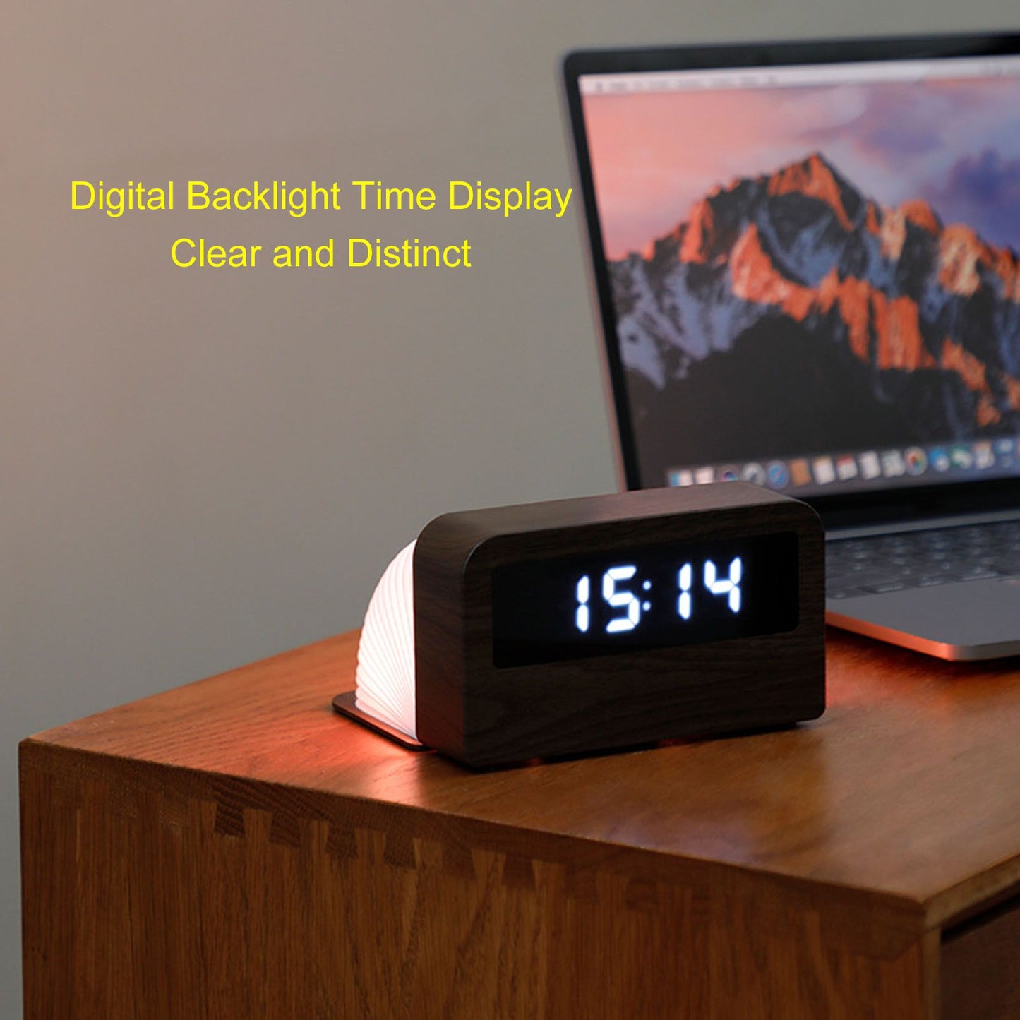 Wooden Clock Multifunctional Digital Backlight Environmental Friendly Compact Design Night LightWood Grain V1294-YM0523-3115210230812