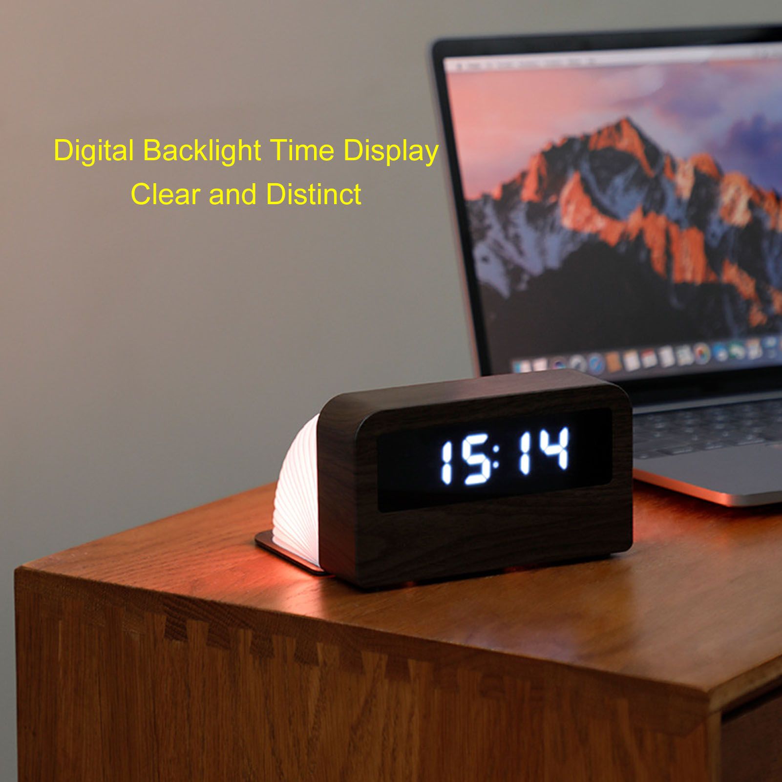 Wooden Clock Multifunctional Digital Backlight Environmental Friendly Compact Design Night LightWood Grain V1294-YM0523-3115210230812