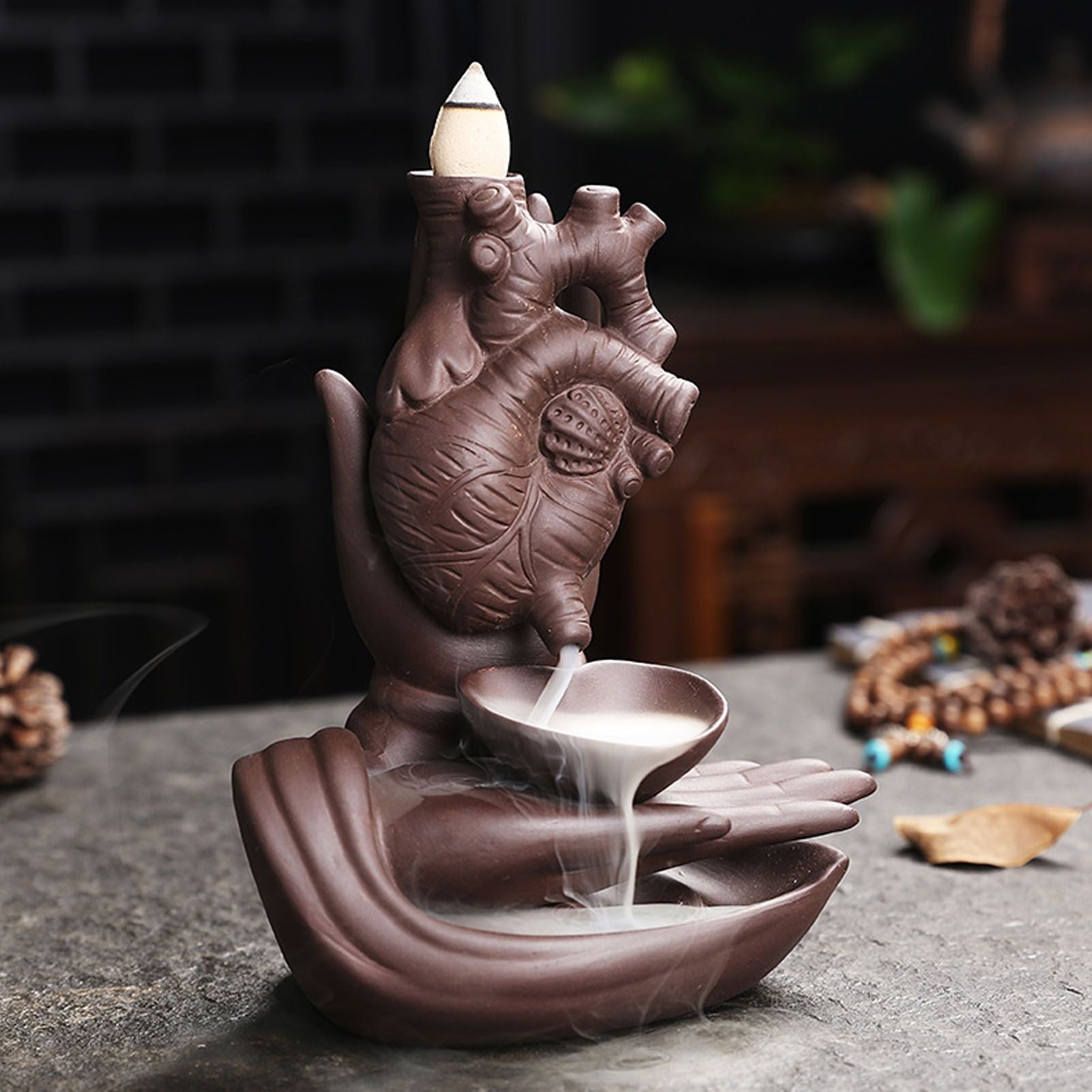 Ceramic Incense Burner Waterfall Backflow Incense Holder Ornament for Home Bedroom Office Sauna SPA V1294-YM0523-3115210230911