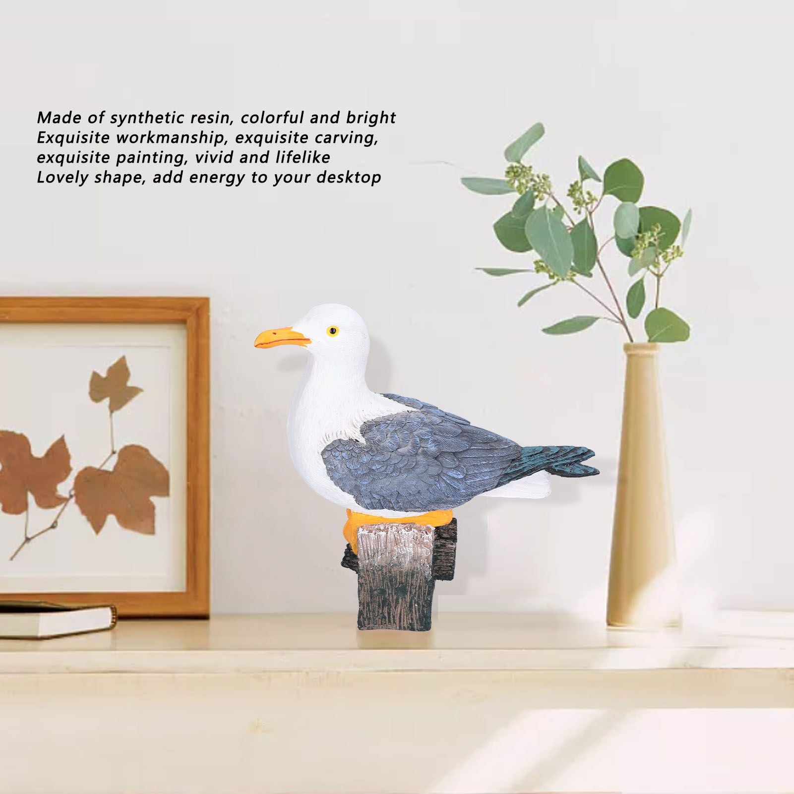 Seagull Figurine Decorations Cute Appearance Vivid Lifelike Exquisite Workmanship Nautical Decor for Home V1294-YM0523-3115210231711