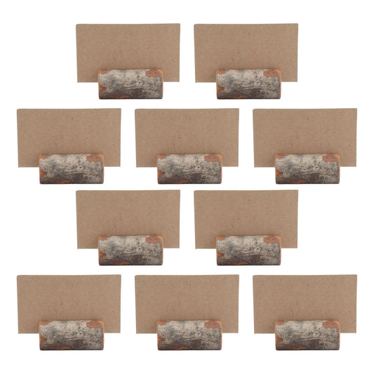 10pcs Wood Memo Holder Circular Decorative Desktop Wooden Photo Stand with Kraft Paper Cards for Weddings Home V1294-YM0523-3115210232111