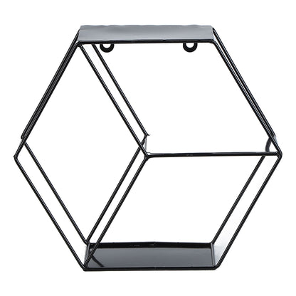 Hex Shelves Simple Wrought Iron Hexagonal Bedroom Living Room Office Wall Shelf DecorationBlack V1294-YM0523-3115210232211
