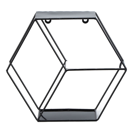 Hex Shelves Simple Wrought Iron Hexagonal Bedroom Living Room Office Wall Shelf DecorationBlack V1294-YM0523-3115210232211