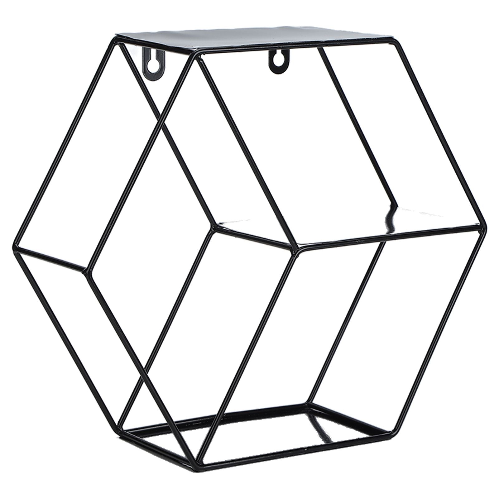 Hex Shelves Simple Wrought Iron Hexagonal Bedroom Living Room Office Wall Shelf DecorationBlack V1294-YM0523-3115210232211
