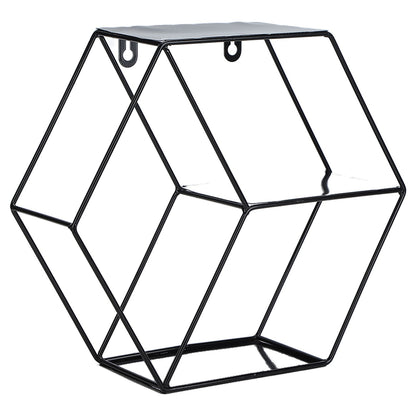 Hex Shelves Simple Wrought Iron Hexagonal Bedroom Living Room Office Wall Shelf DecorationBlack V1294-YM0523-3115210232211