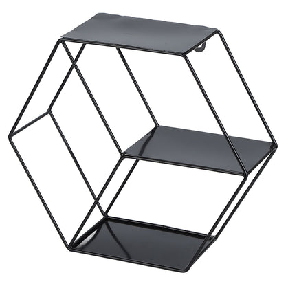 Hex Shelves Simple Wrought Iron Hexagonal Bedroom Living Room Office Wall Shelf DecorationBlack V1294-YM0523-3115210232211