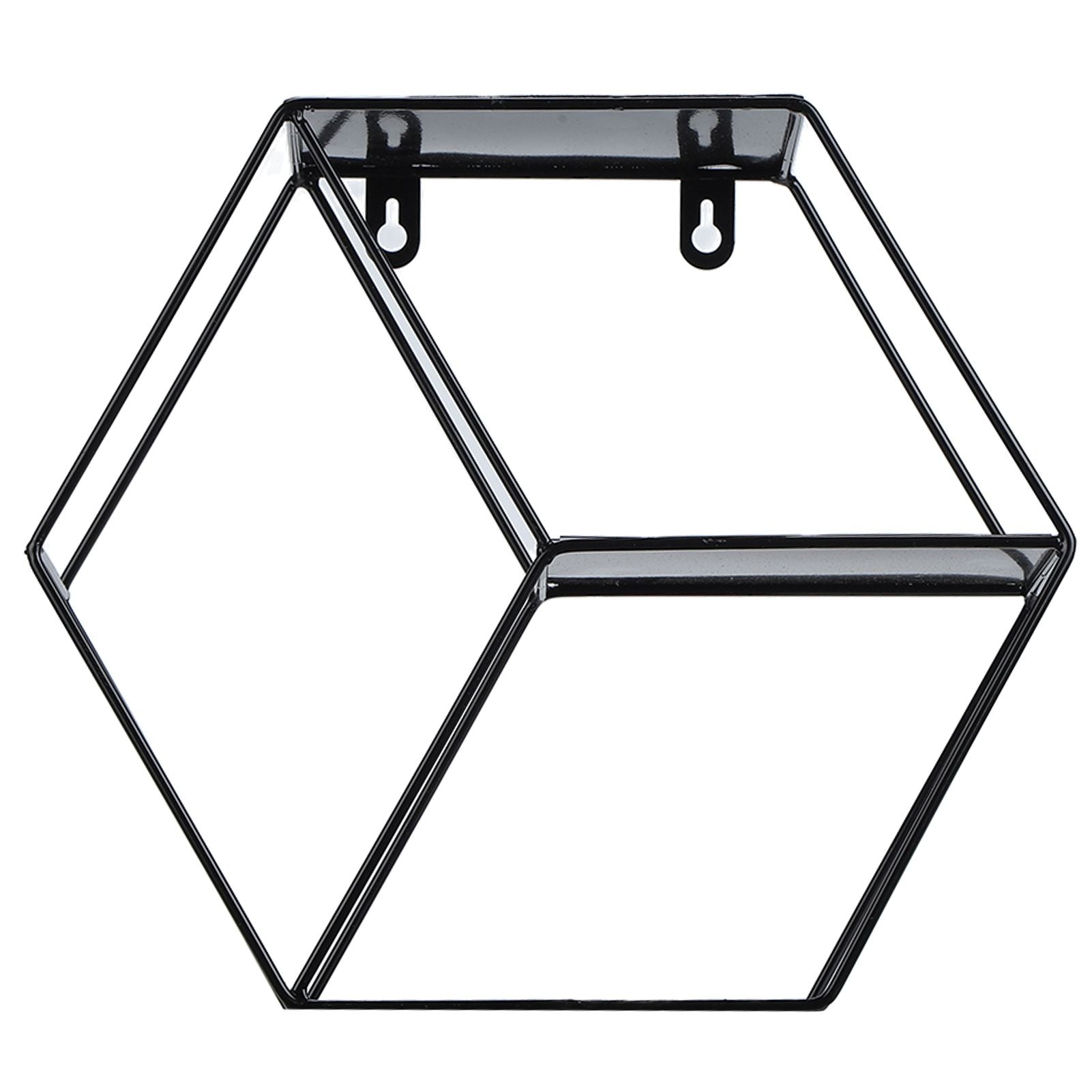 Hex Shelves Simple Wrought Iron Hexagonal Bedroom Living Room Office Wall Shelf DecorationBlack V1294-YM0523-3115210232211
