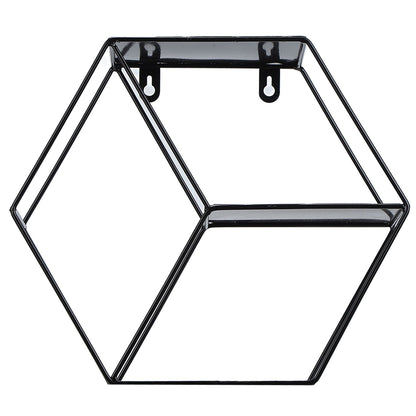Hex Shelves Simple Wrought Iron Hexagonal Bedroom Living Room Office Wall Shelf DecorationBlack V1294-YM0523-3115210232211