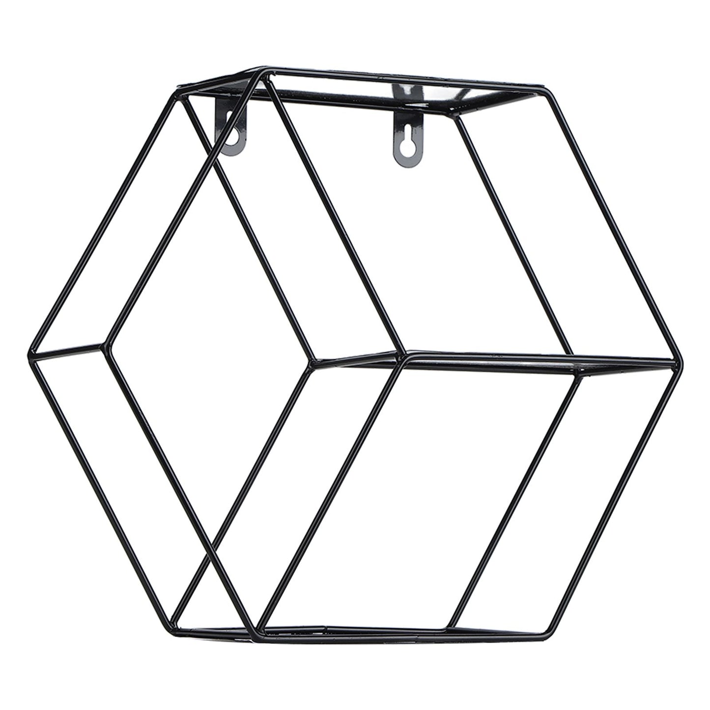 Hex Shelves Simple Wrought Iron Hexagonal Bedroom Living Room Office Wall Shelf DecorationBlack V1294-YM0523-3115210232211