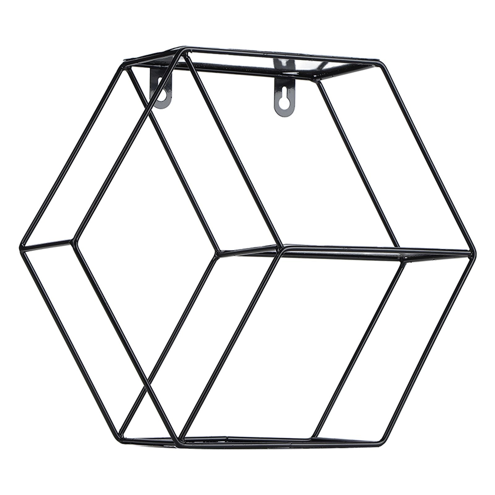 Hex Shelves Simple Wrought Iron Hexagonal Bedroom Living Room Office Wall Shelf DecorationBlack V1294-YM0523-3115210232211