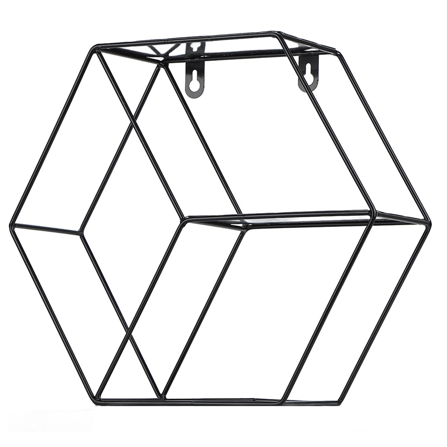 Hex Shelves Simple Wrought Iron Hexagonal Bedroom Living Room Office Wall Shelf DecorationBlack V1294-YM0523-3115210232211
