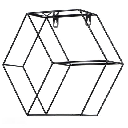 Hex Shelves Simple Wrought Iron Hexagonal Bedroom Living Room Office Wall Shelf DecorationBlack V1294-YM0523-3115210232211