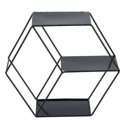 Hex Shelves Simple Wrought Iron Hexagonal Bedroom Living Room Office Wall Shelf DecorationBlack V1294-YM0523-3115210232211