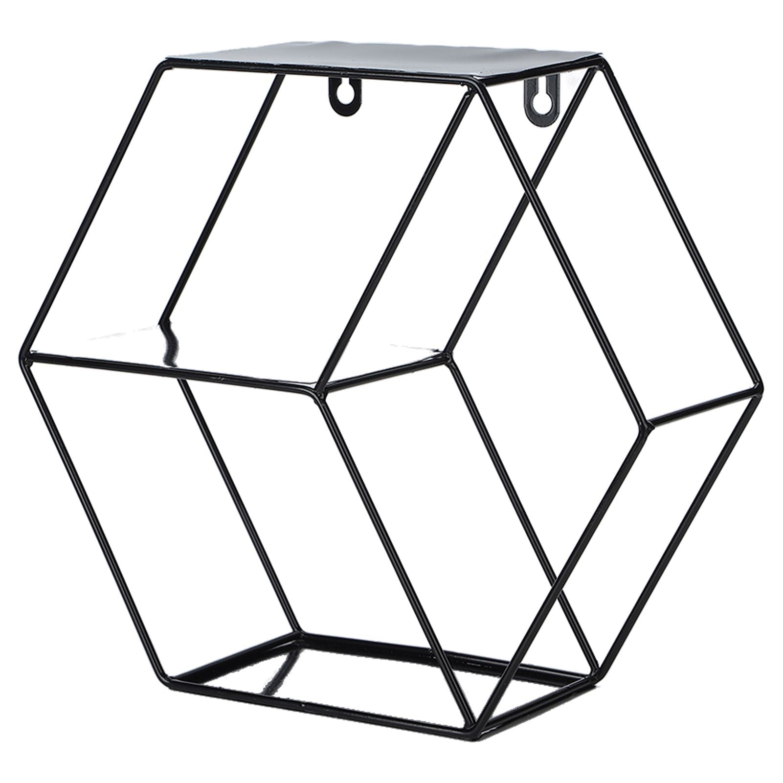 Hex Shelves Simple Wrought Iron Hexagonal Bedroom Living Room Office Wall Shelf DecorationBlack V1294-YM0523-3115210232211