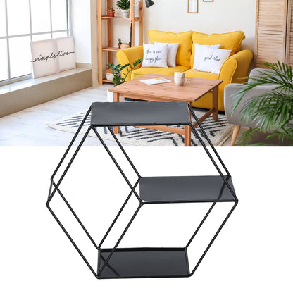 Hex Shelves Simple Wrought Iron Hexagonal Bedroom Living Room Office Wall Shelf DecorationBlack V1294-YM0523-3115210232211