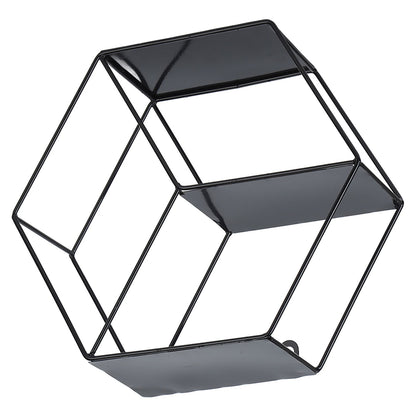 Hex Shelves Simple Wrought Iron Hexagonal Bedroom Living Room Office Wall Shelf DecorationBlack V1294-YM0523-3115210232211