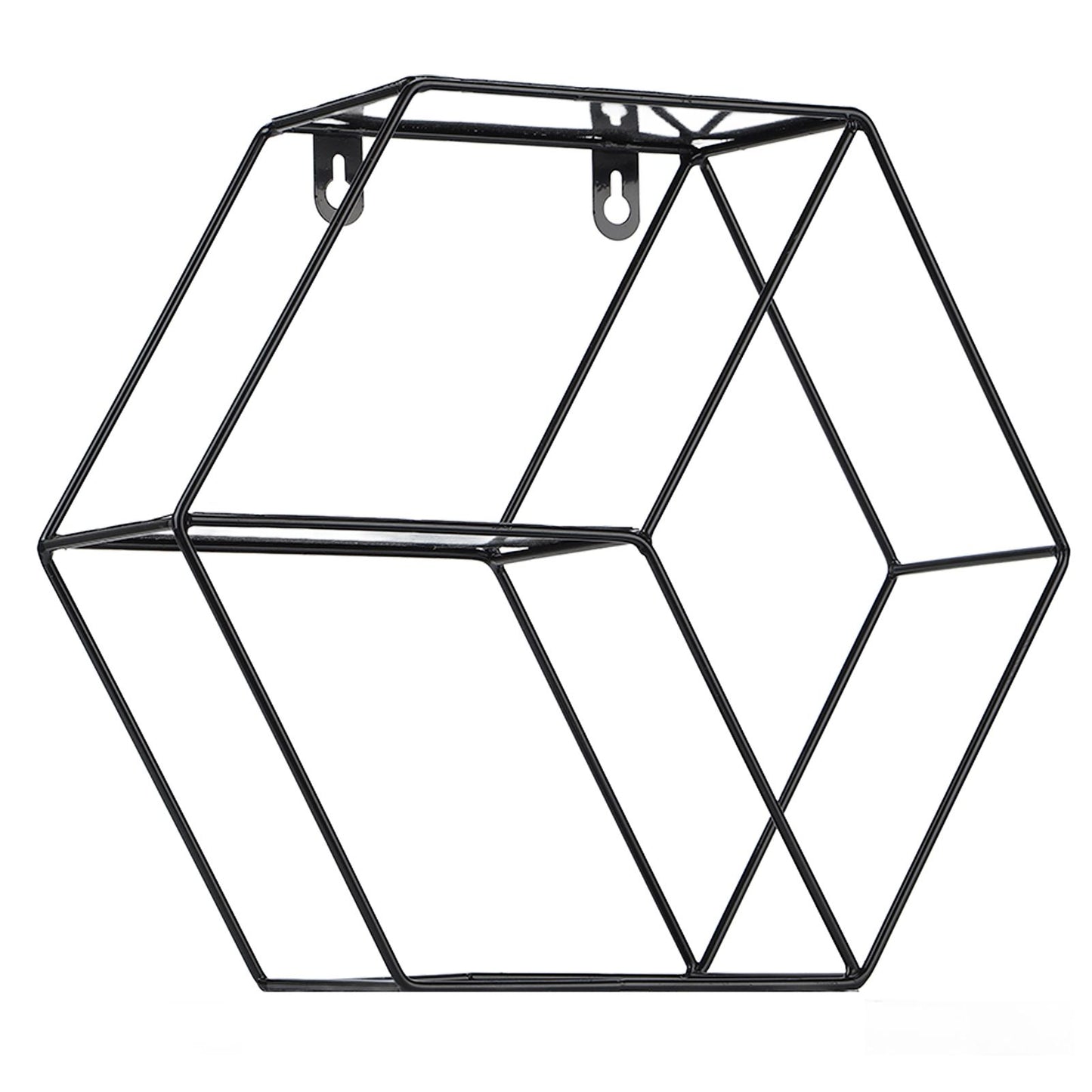 Hex Shelves Simple Wrought Iron Hexagonal Bedroom Living Room Office Wall Shelf DecorationBlack V1294-YM0523-3115210232211