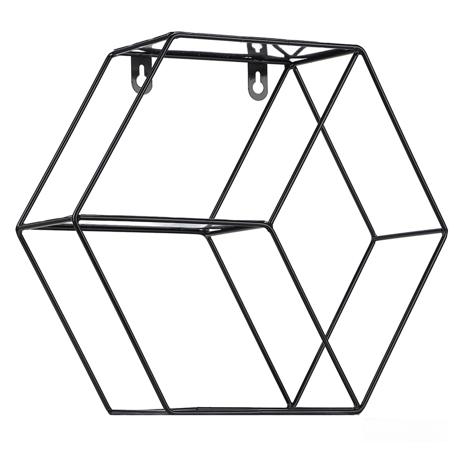 Hex Shelves Simple Wrought Iron Hexagonal Bedroom Living Room Office Wall Shelf DecorationBlack V1294-YM0523-3115210232211