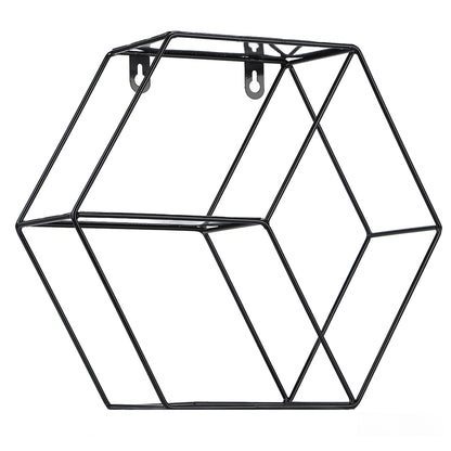 Hex Shelves Simple Wrought Iron Hexagonal Bedroom Living Room Office Wall Shelf DecorationBlack V1294-YM0523-3115210232211