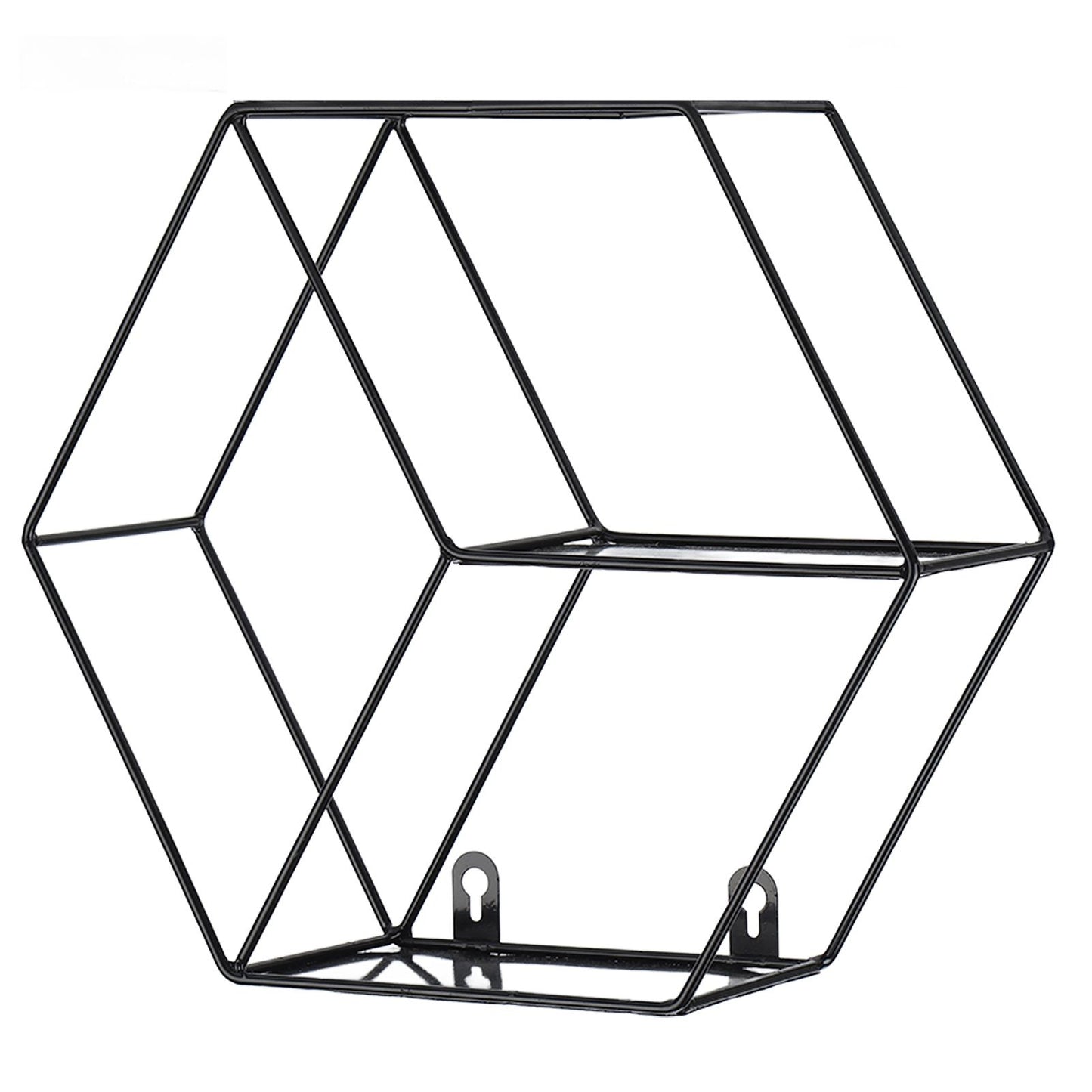 Hex Shelves Simple Wrought Iron Hexagonal Bedroom Living Room Office Wall Shelf DecorationBlack V1294-YM0523-3115210232211