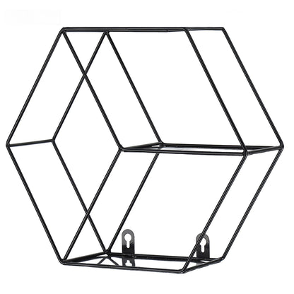 Hex Shelves Simple Wrought Iron Hexagonal Bedroom Living Room Office Wall Shelf DecorationBlack V1294-YM0523-3115210232211
