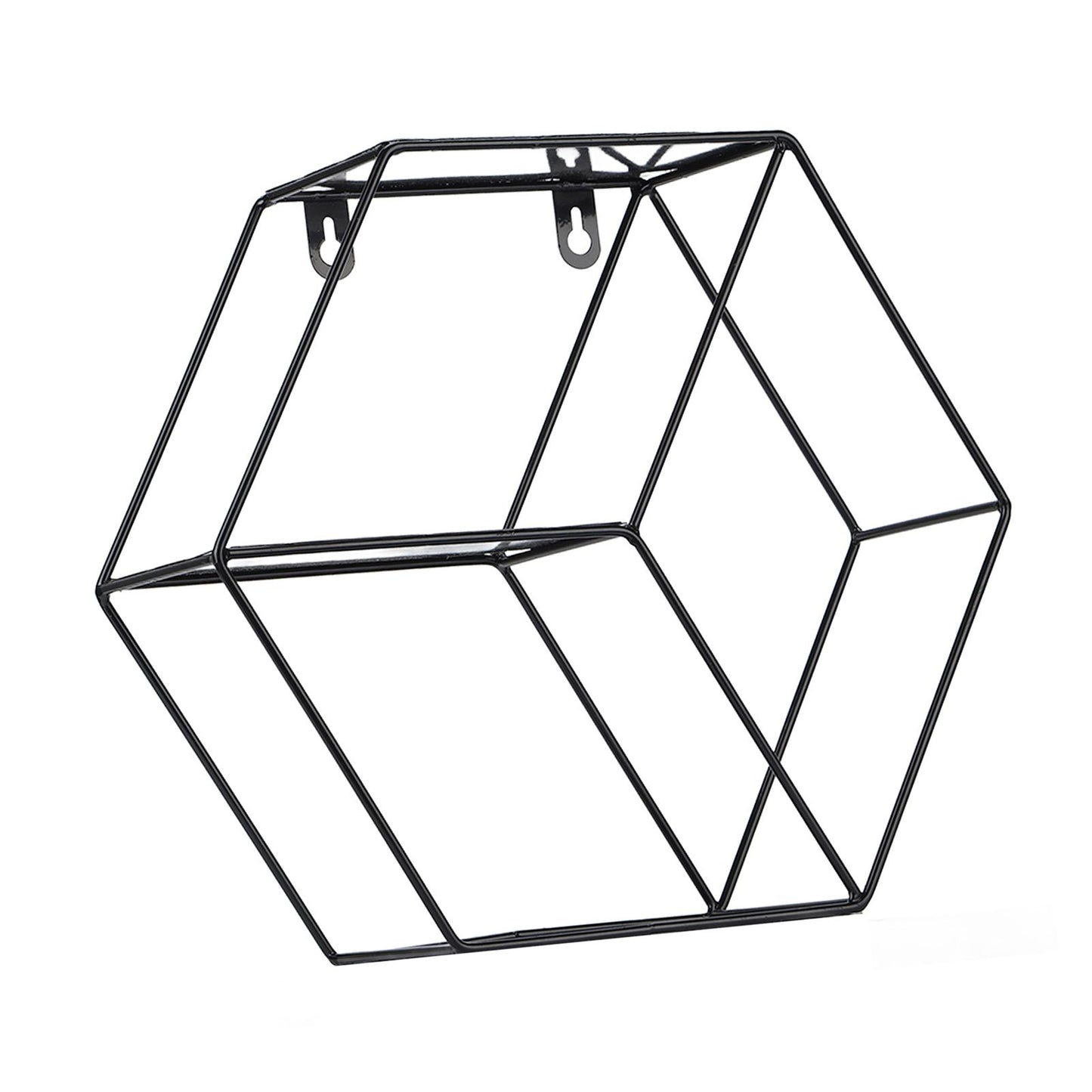 Hex Shelves Simple Wrought Iron Hexagonal Bedroom Living Room Office Wall Shelf DecorationBlack V1294-YM0523-3115210232211