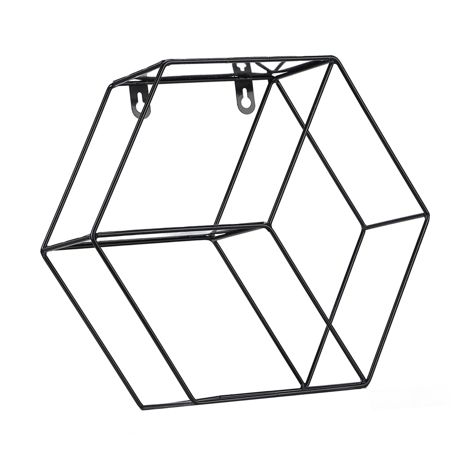Hex Shelves Simple Wrought Iron Hexagonal Bedroom Living Room Office Wall Shelf DecorationBlack V1294-YM0523-3115210232211