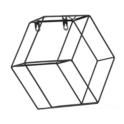 Hex Shelves Simple Wrought Iron Hexagonal Bedroom Living Room Office Wall Shelf DecorationBlack V1294-YM0523-3115210232211