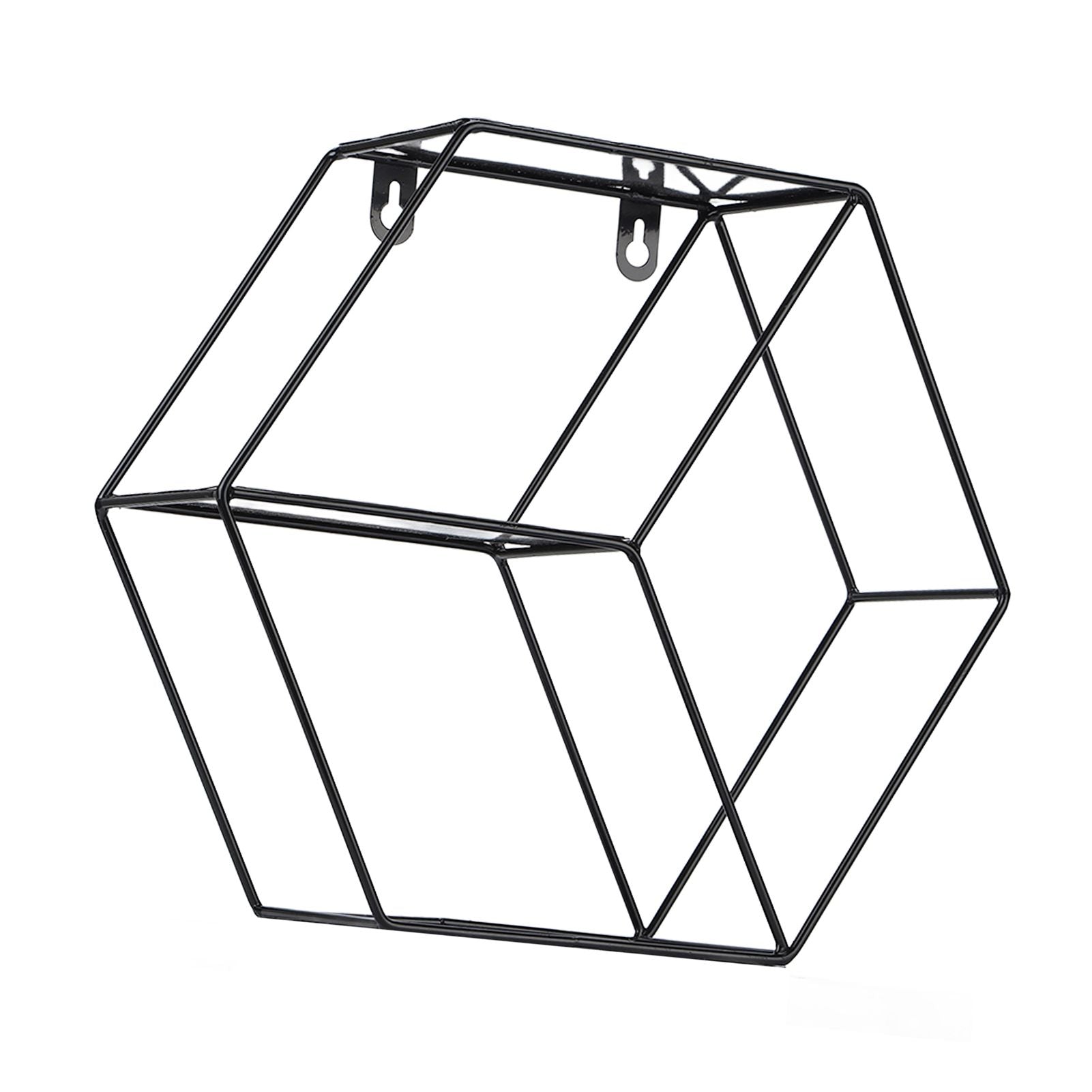 Hex Shelves Simple Wrought Iron Hexagonal Bedroom Living Room Office Wall Shelf DecorationBlack V1294-YM0523-3115210232211