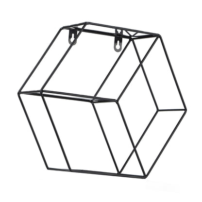 Hex Shelves Simple Wrought Iron Hexagonal Bedroom Living Room Office Wall Shelf DecorationBlack V1294-YM0523-3115210232211