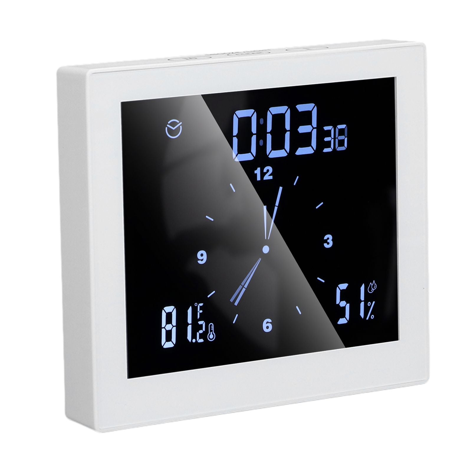 5in Wall Shower Clock Digital Timer Alarm Temperature Humidity Display Waterproof for Home BathroomWhite V1294-YM0523-3115210234511