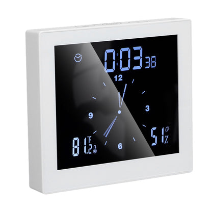5in Wall Shower Clock Digital Timer Alarm Temperature Humidity Display Waterproof for Home BathroomWhite V1294-YM0523-3115210234511