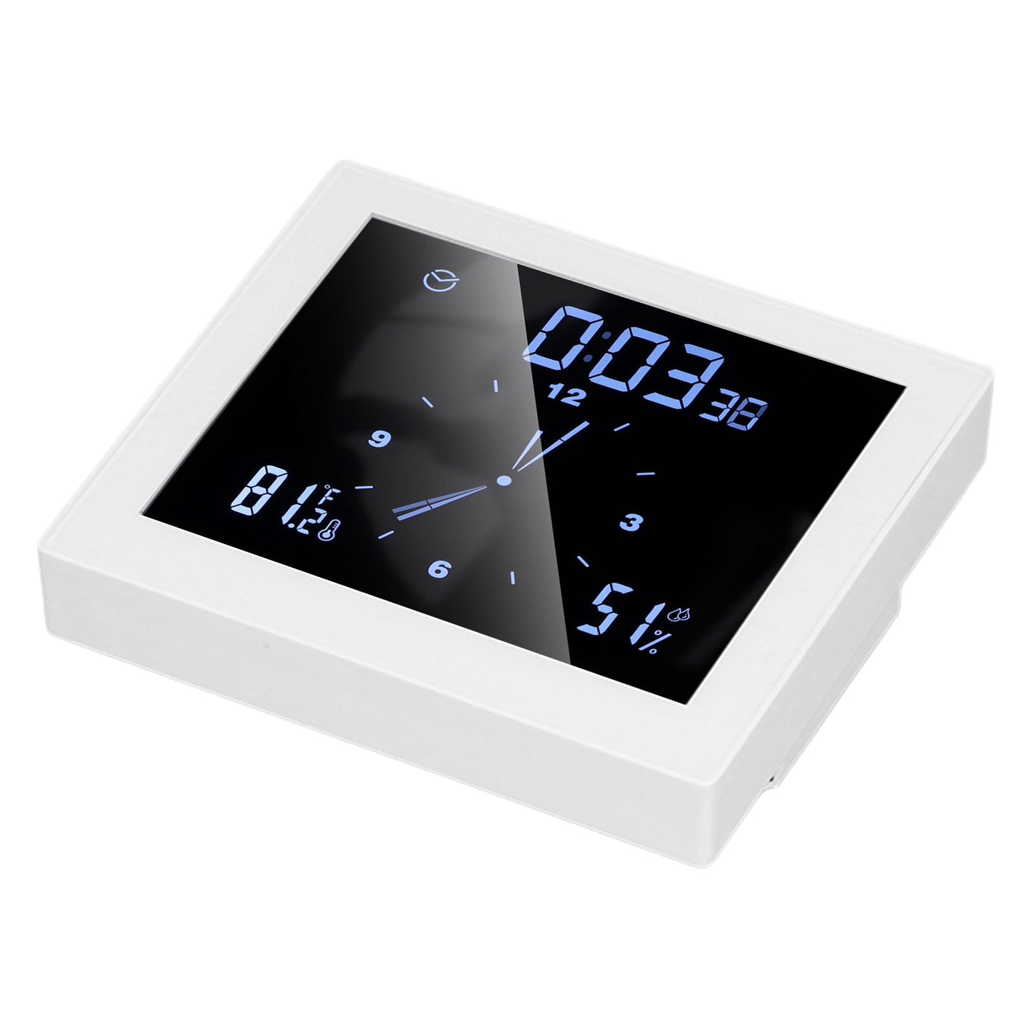 5in Wall Shower Clock Digital Timer Alarm Temperature Humidity Display Waterproof for Home BathroomWhite V1294-YM0523-3115210234511