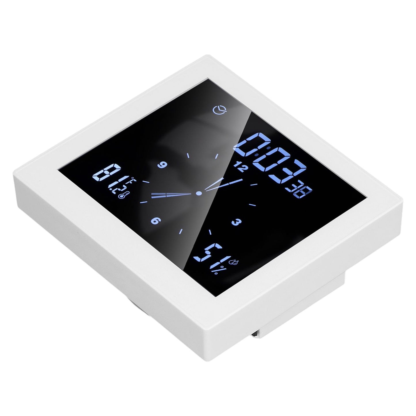 5in Wall Shower Clock Digital Timer Alarm Temperature Humidity Display Waterproof for Home BathroomWhite V1294-YM0523-3115210234511