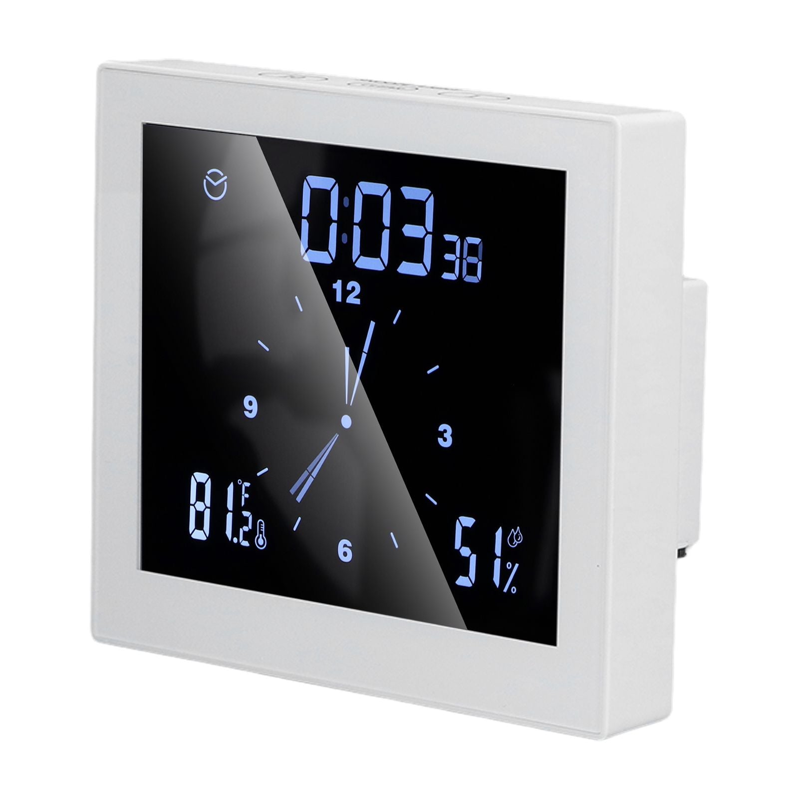 5in Wall Shower Clock Digital Timer Alarm Temperature Humidity Display Waterproof for Home BathroomWhite V1294-YM0523-3115210234511