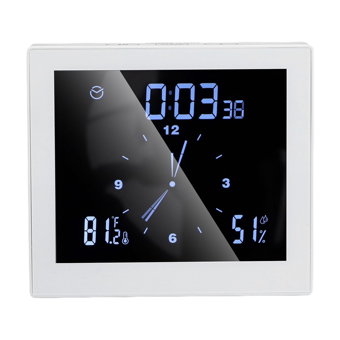 5in Wall Shower Clock Digital Timer Alarm Temperature Humidity Display Waterproof for Home BathroomWhite V1294-YM0523-3115210234511