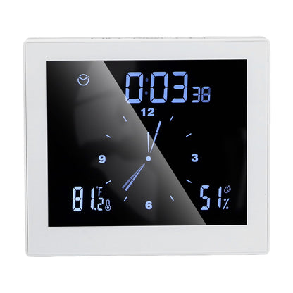 5in Wall Shower Clock Digital Timer Alarm Temperature Humidity Display Waterproof for Home BathroomWhite V1294-YM0523-3115210234511