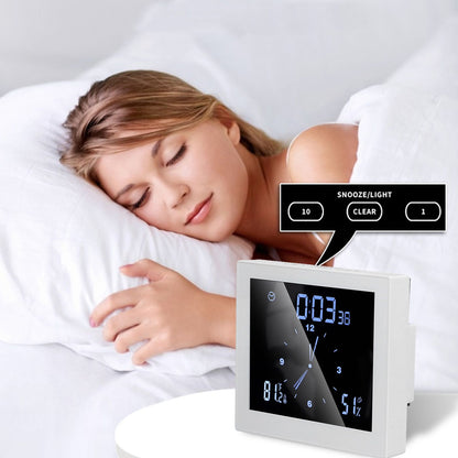 5in Wall Shower Clock Digital Timer Alarm Temperature Humidity Display Waterproof for Home BathroomWhite V1294-YM0523-3115210234511