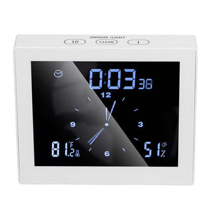5in Wall Shower Clock Digital Timer Alarm Temperature Humidity Display Waterproof for Home BathroomWhite V1294-YM0523-3115210234511