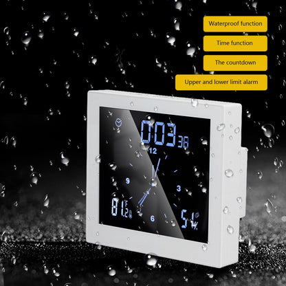5in Wall Shower Clock Digital Timer Alarm Temperature Humidity Display Waterproof for Home BathroomWhite V1294-YM0523-3115210234511