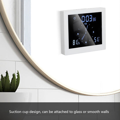 5in Wall Shower Clock Digital Timer Alarm Temperature Humidity Display Waterproof for Home BathroomWhite V1294-YM0523-3115210234511