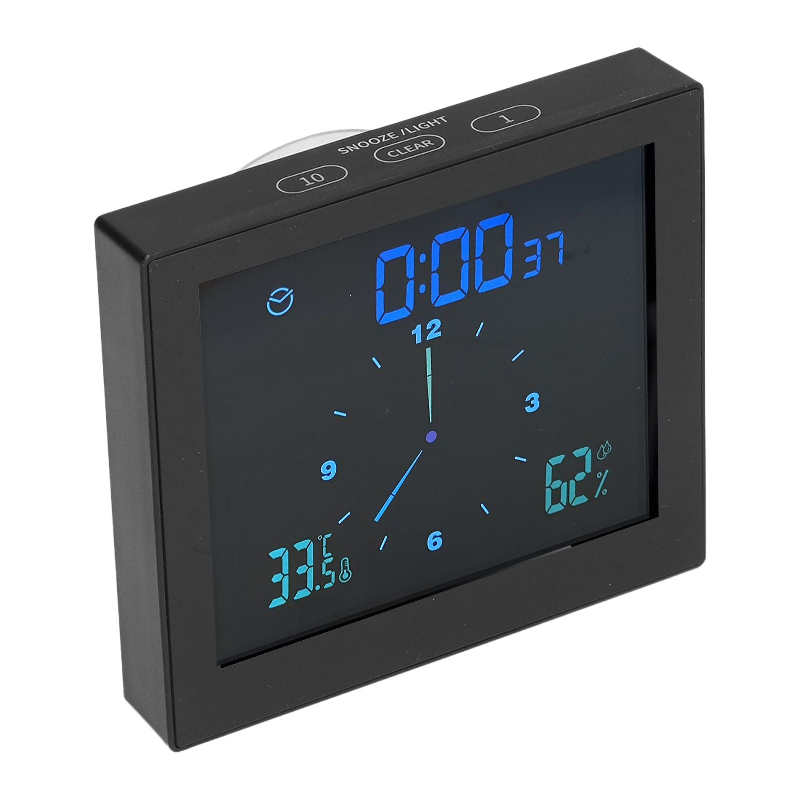 5in Wall Shower Clock Digital Timer Alarm Temperature Humidity Display Waterproof for Home BathroomBlack V1294-YM0523-3115210234512